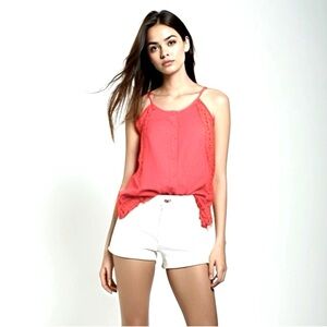 Davi & Dani Women's Pink Cami Top with Lace Detailing Size M